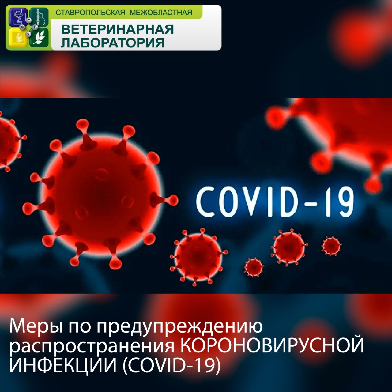 В Федеральном государственном бюджетном учреждении «Ставропольская межобластная ветеринарная лаборатория» введены меры по предупреждению распространения КОРОНОВИРУСНОЙ ИНФЕКЦИИ (COVID-19)